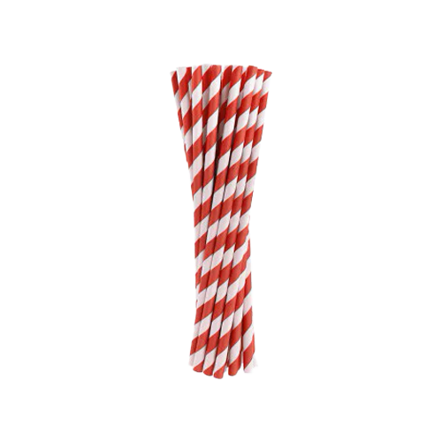 Трубочка бумажная 19,7см 50 шт.d=6 мм КРАСНАЯ